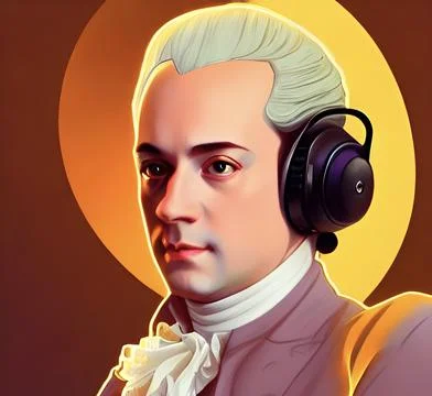 Portrait of Wolfgang Amadeus Mozart Stock Illustration