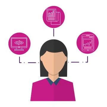 Portrait of woman coding programmer Stock-Illustration