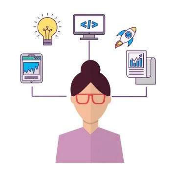 Portrait of woman coding programmer Stock-Illustration