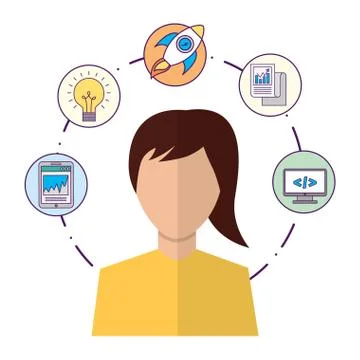 Portrait of woman coding programmer Stock-Illustration