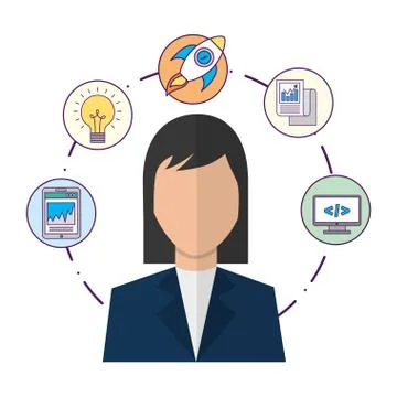 Portrait of woman coding programmer Stock-Illustration