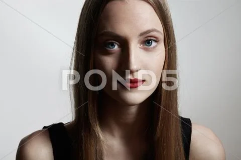 Portrait woman with a deep blue eyes Stock Photos