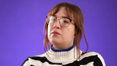 Portrait of woman, face thinking of memory, an idea, solution and problem Stock Footage 267232302