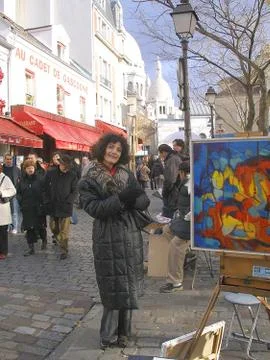 Portrait of woman in Montmartre, Paris, France Stock Photos