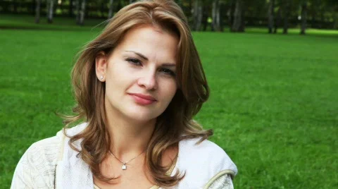 Portrait woman in park Stock Footage