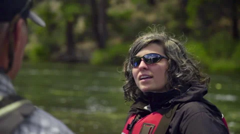 Portrait of woman on raft Stock Footage 59711999