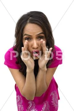 Portrait of a woman shouting Stock Photos