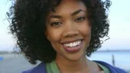 Portrait Of Woman Smiling At Beach Stock Footage