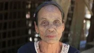 Portrait Woman With Spider Tattoo. Tibeto Burman Tribal People. Myanmar, Burma Stock Footage