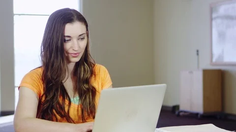 Portrait of woman typing Stock Footage 80268402