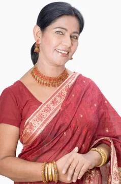 Portrait of a woman wearing a sari Stock Photos