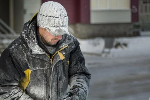 Portrait of a worker in a black cap 스톡 사진