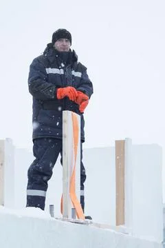 Portrait of a worker at a construction site 写真素材