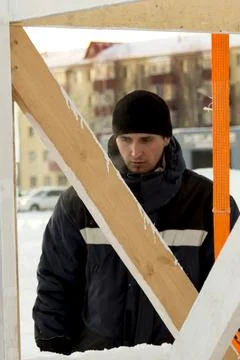 Portrait of a worker at a construction site 写真素材
