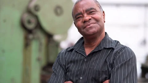 Portrait of Worker on Factory on background Stock Footage 84789912