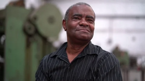 Portrait of Worker on Factory on background Stock Footage 84789927