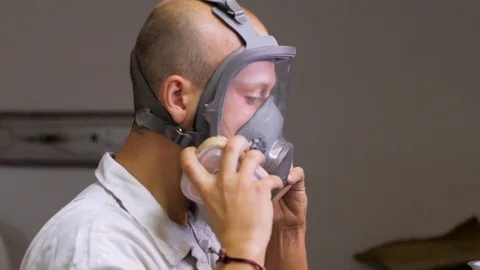 Portrait of worker in mask Stock Footage 90012815