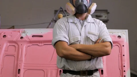 Portrait of worker in mask Stock Footage 90013110