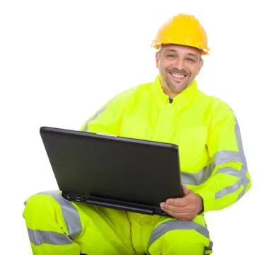 Portrait of worker in safety jacket Stock Photos