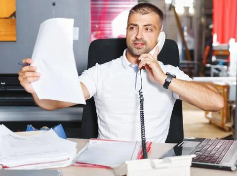 Portrait of a working man at printer studio Stock Photos