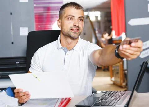 Portrait of a working man at printer studio Stock Photos