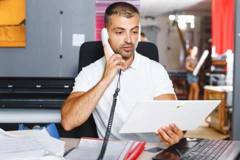 Portrait of a working man at printer studio Stock Photos