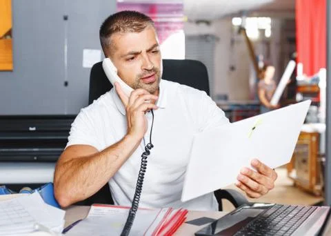 Portrait of a working man at printer studio Stock Photos