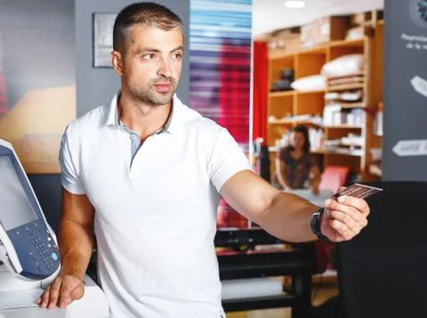 Portrait of a working man at printer studio Stock Photos