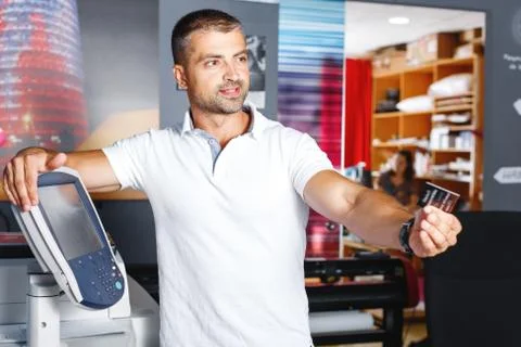 Portrait of a working man at printer studio Stock Photos