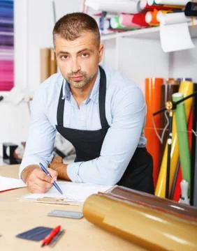 Portrait of a working man at printer studio Stock Photos