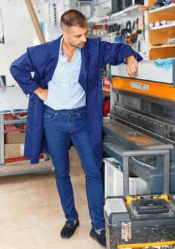 Portrait of a working man at printer studio Stock Photos