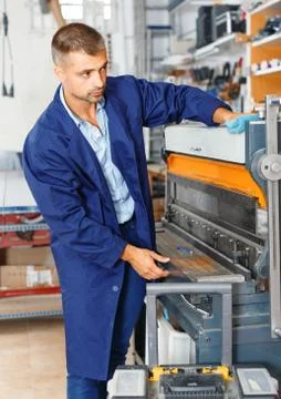 Portrait of a working man at printer studio Stock Photos