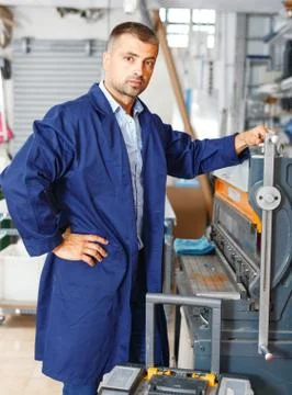 Portrait of a working man at printer studio Stock Photos