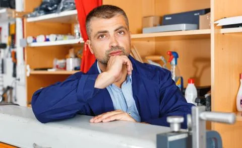 Portrait of a working man at printer studio Stock Photos