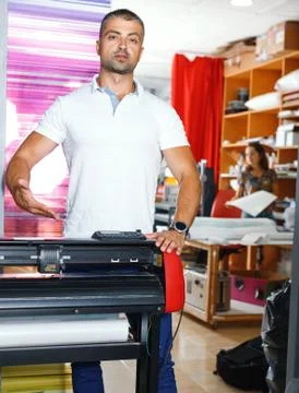 Portrait of a working man at printer studio Stock Photos