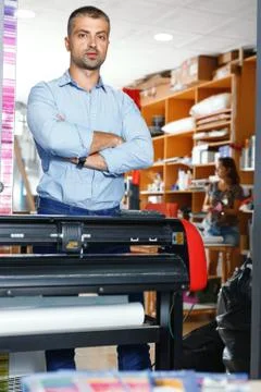 Portrait of a working man at printer studio Stock Photos