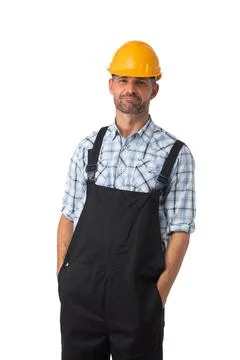 Portrait of a workman on white Stock Photos