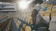 Portrait Of Young African American Train Woman Sitting At The Stadium And Stock Footage
