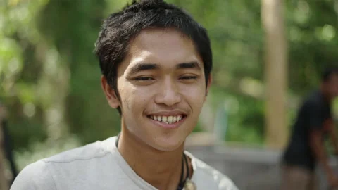 Portrait of young asian construction worker smiling to the camera Stock Footage 232582956
