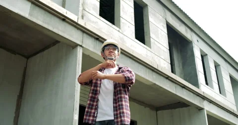 Portrait of young asian man engineer safety equipment at construction site Stock-Footage 146677158