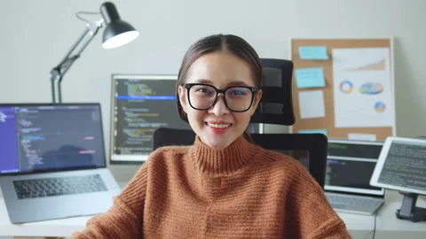 Portrait young Asian woman developer pro... | Stock Video | Pond5