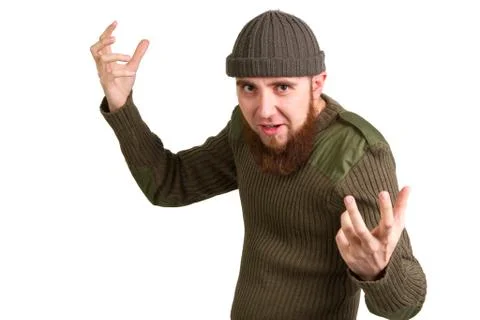 Portrait of a young bearded guy Stock Photos