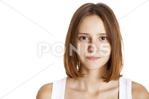 Portrait young beautiful brunette woman Stock Photos