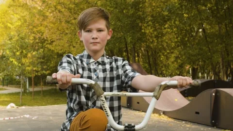 Portrait of young biker Stock Footage 143790722