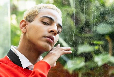 Portrait of young black boy, posing looking at camera Stock Photos