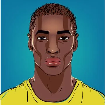 Portrait of young black man. Vector illustration Stock Illustration