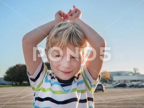 Portrait of young blonde boy Stock Photos