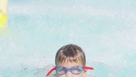 Portrait of young boy in pool Video stock 80134181