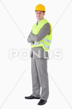 Portrait of a young builder Stock Photos