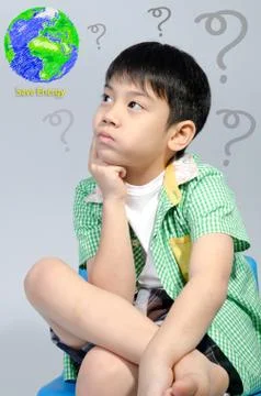 Portrait of young cute boy , save the world concept Stock Illustration